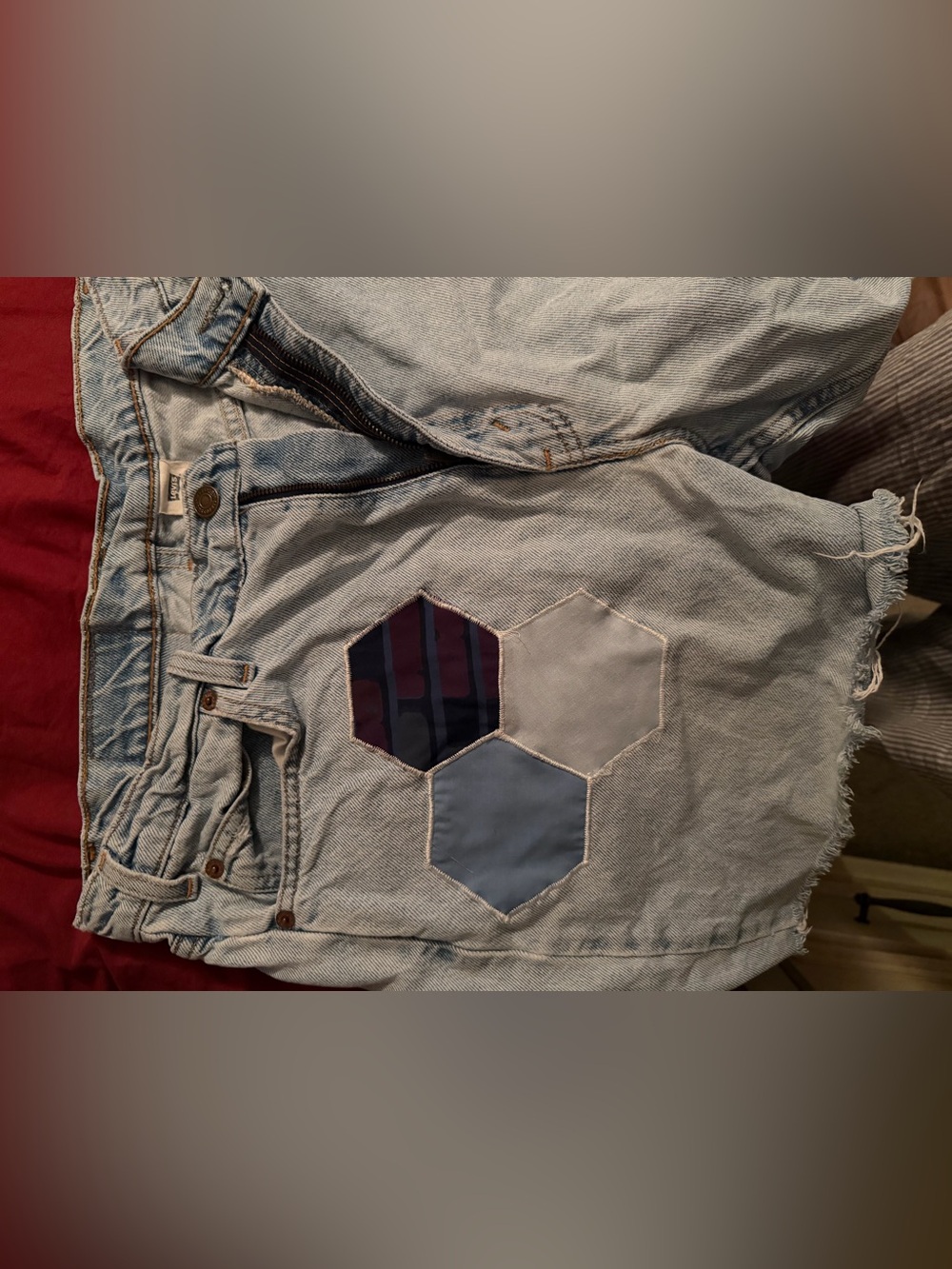 Levi's Light Blue Denim Jean Shorts with Custom Patchwork